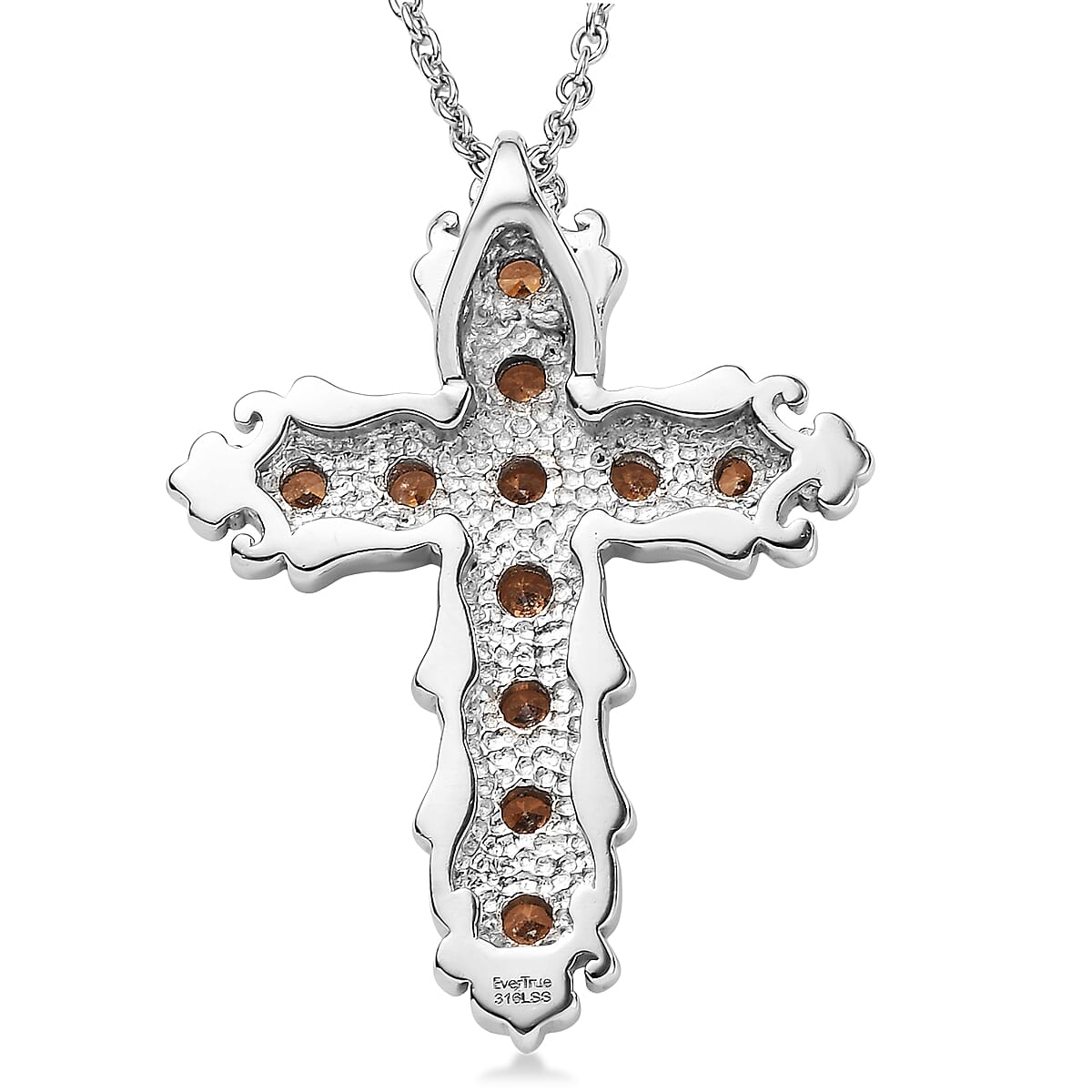 EverTrue Simulated Champagne Diamond Pendant Necklace in Stainless Steel 20 Inches  image number 4