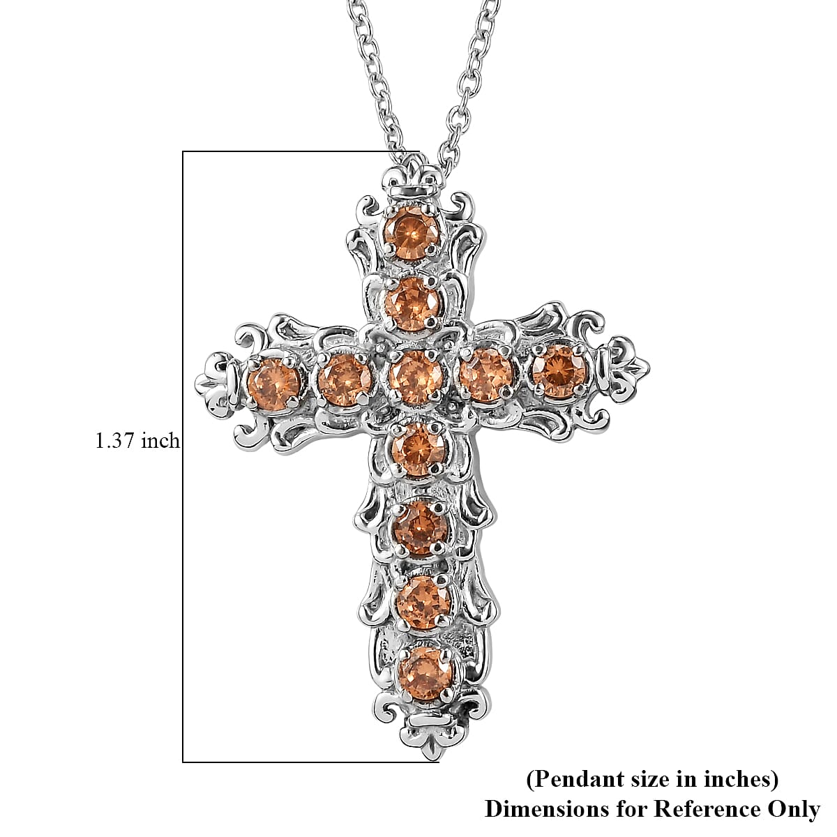 EverTrue Simulated Champagne Diamond Pendant Necklace in Stainless Steel 20 Inches  image number 6