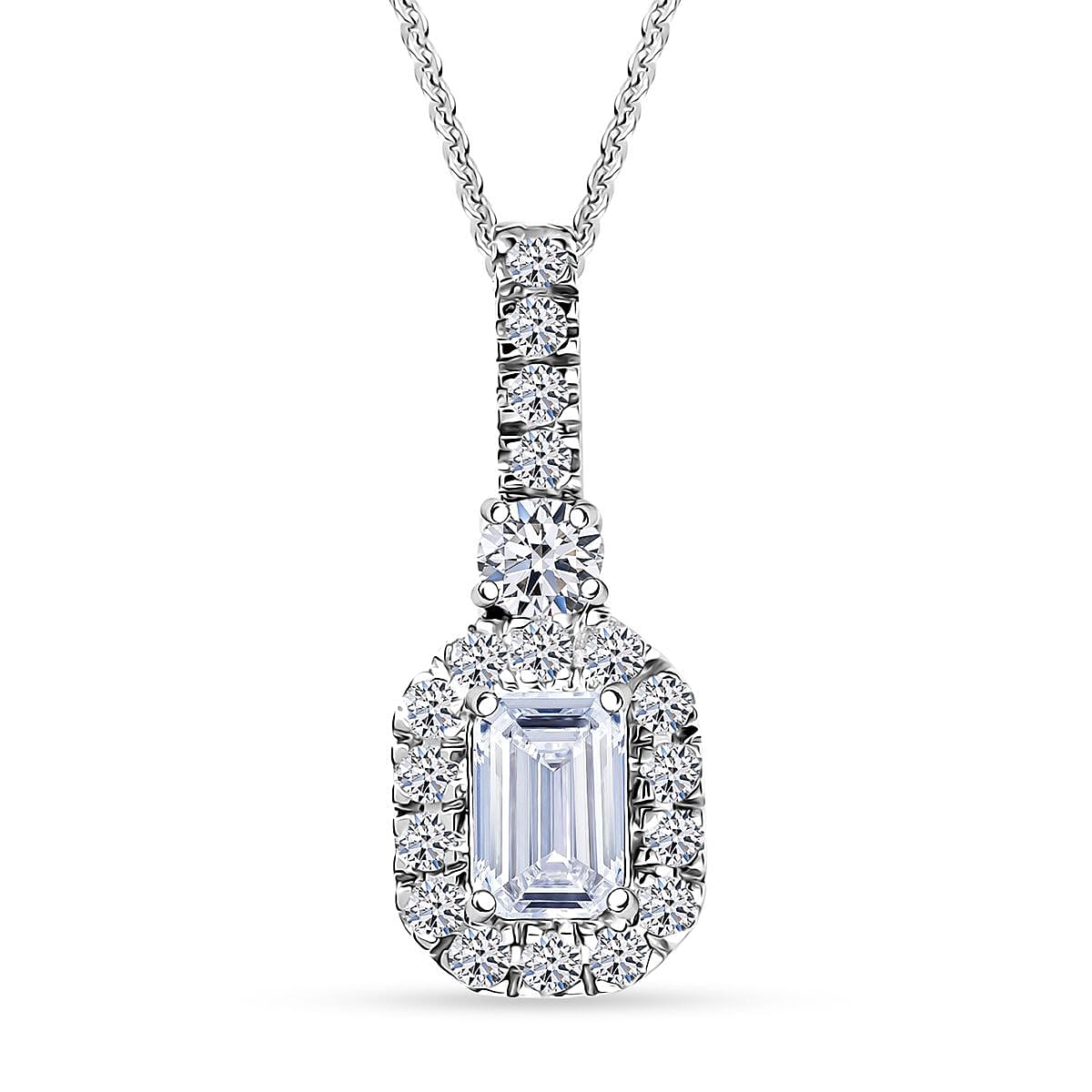 Luxuriant Lab Grown Diamond G-H SI 0.90 ctw Classic Halo Pendant Necklace in Rhodium Over Sterling Silver 20 Inches image number 0
