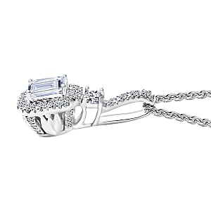 Luxuriant Lab Grown Diamond G-H SI 0.90 ctw Classic Halo Pendant Necklace in Rhodium Over Sterling Silver 20 Inches