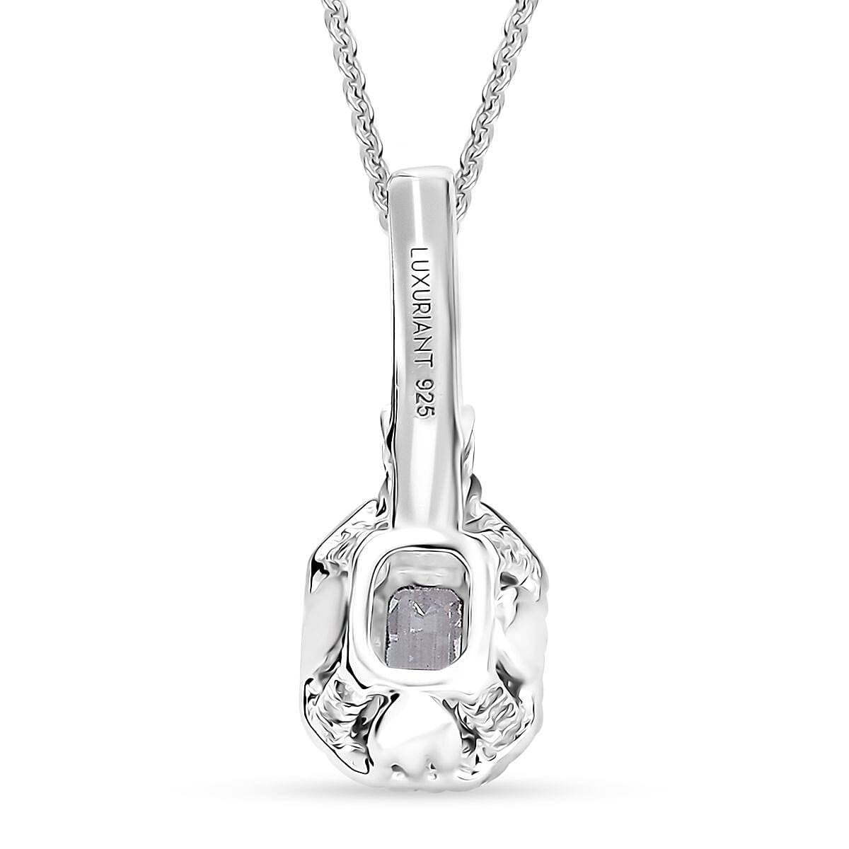 Luxuriant Lab Grown Diamond G-H SI 0.90 ctw Classic Halo Pendant Necklace in Rhodium Over Sterling Silver 20 Inches image number 4