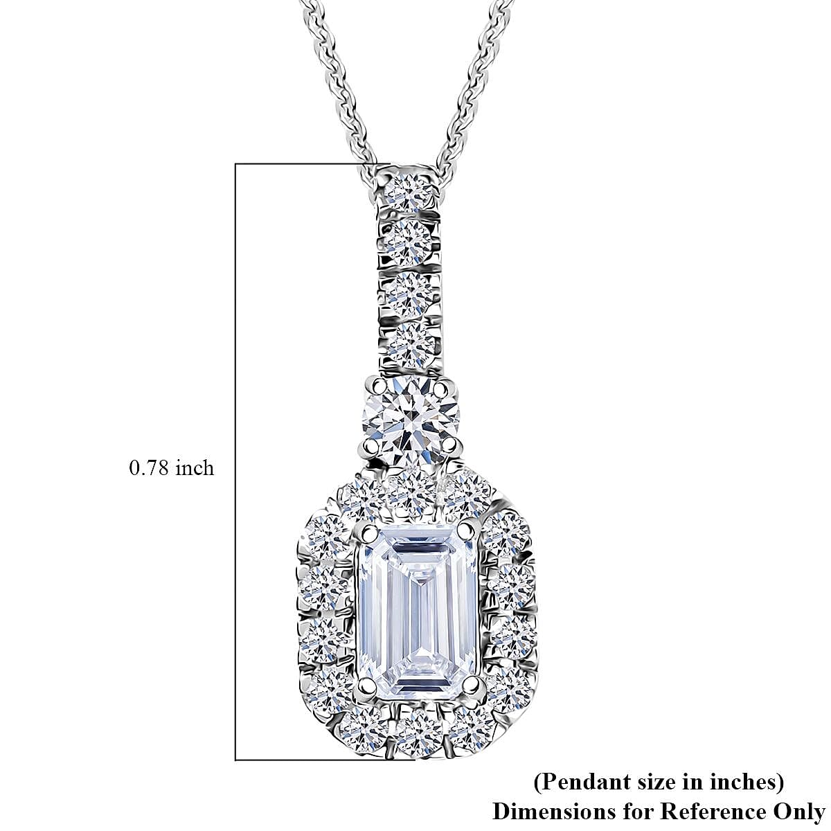 Luxuriant Lab Grown Diamond G-H SI 0.90 ctw Classic Halo Pendant Necklace in Rhodium Over Sterling Silver 20 Inches image number 6