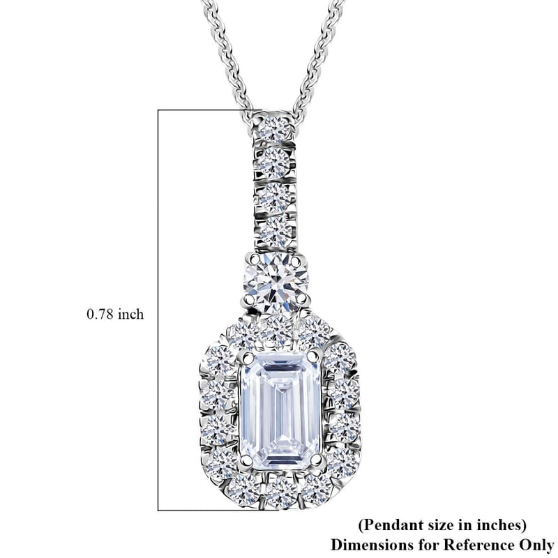 Luxuriant Lab Grown Diamond G-H SI 0.90 ctw Classic Halo Pendant Necklace in Rhodium Over Sterling Silver 20 Inches