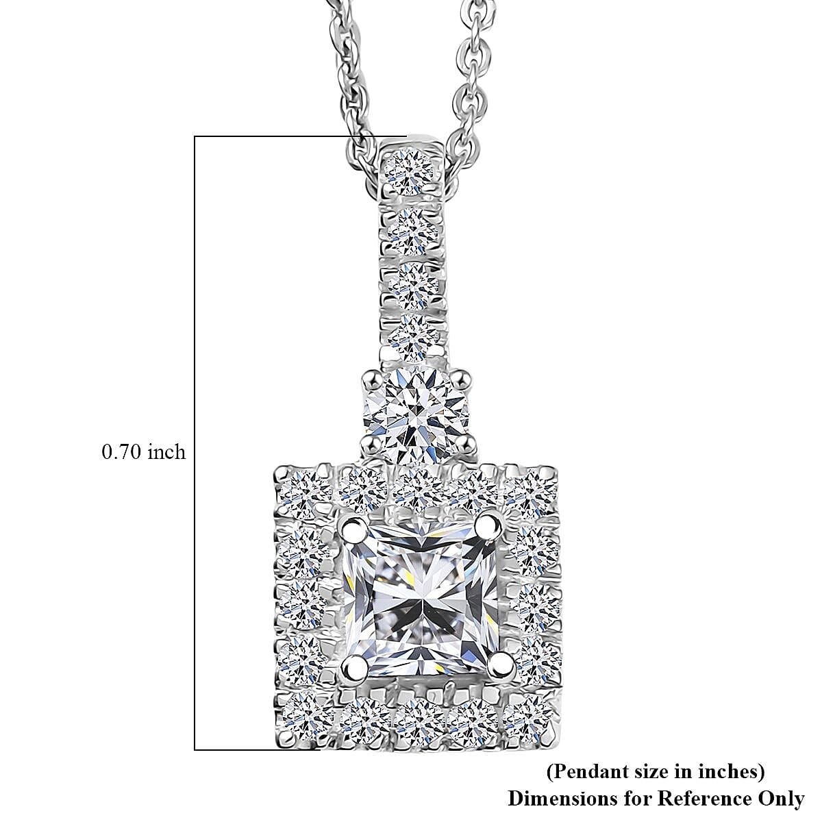 Luxuriant Lab Grown Diamond G-H SI 0.90 ctw Classic Halo Pendant Necklace in Rhodium Over Sterling Silver 20 Inches