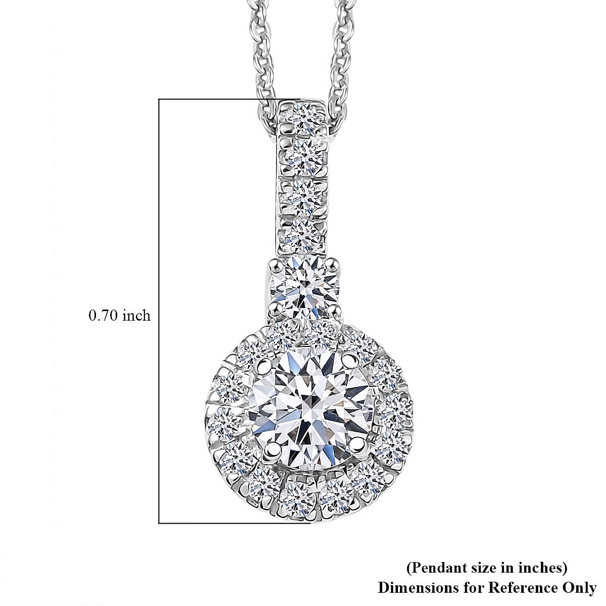Luxuriant Lab Grown Diamond G-H SI 0.90 ctw Classic Halo Pendant Necklace in Rhodium Over Sterling Silver 20 Inches image number 6