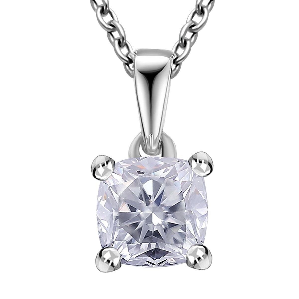 D'Joy Moissanite 1.00 ctw Solitaire Pendant Necklace in Platinum Over Sterling Silver 20 Inches image number 0