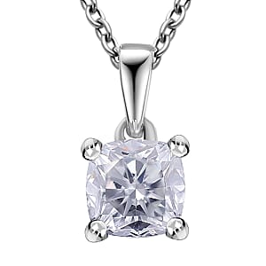 D'Joy Moissanite 1.00 ctw Solitaire Pendant Necklace in Platinum Over Sterling Silver 20 Inches