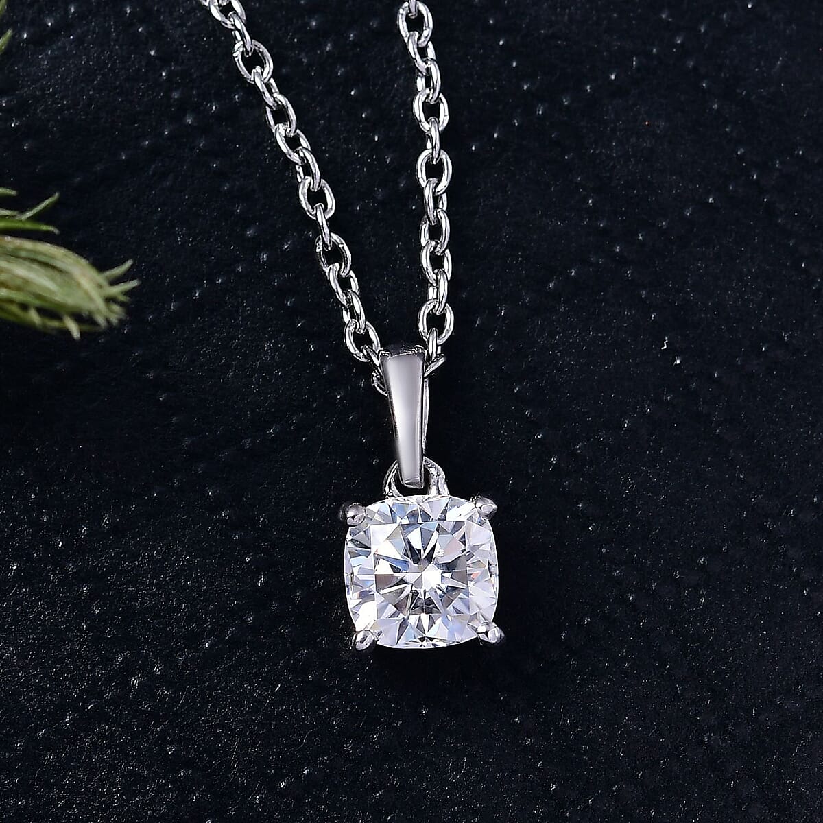 D'Joy Moissanite 1.00 ctw Solitaire Pendant Necklace in Platinum Over Sterling Silver 20 Inches image number 1