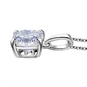 D'Joy Moissanite Solitaire Pendant Necklace in Platinum Over Sterling Silver 1.00 ctw (20 Inches)