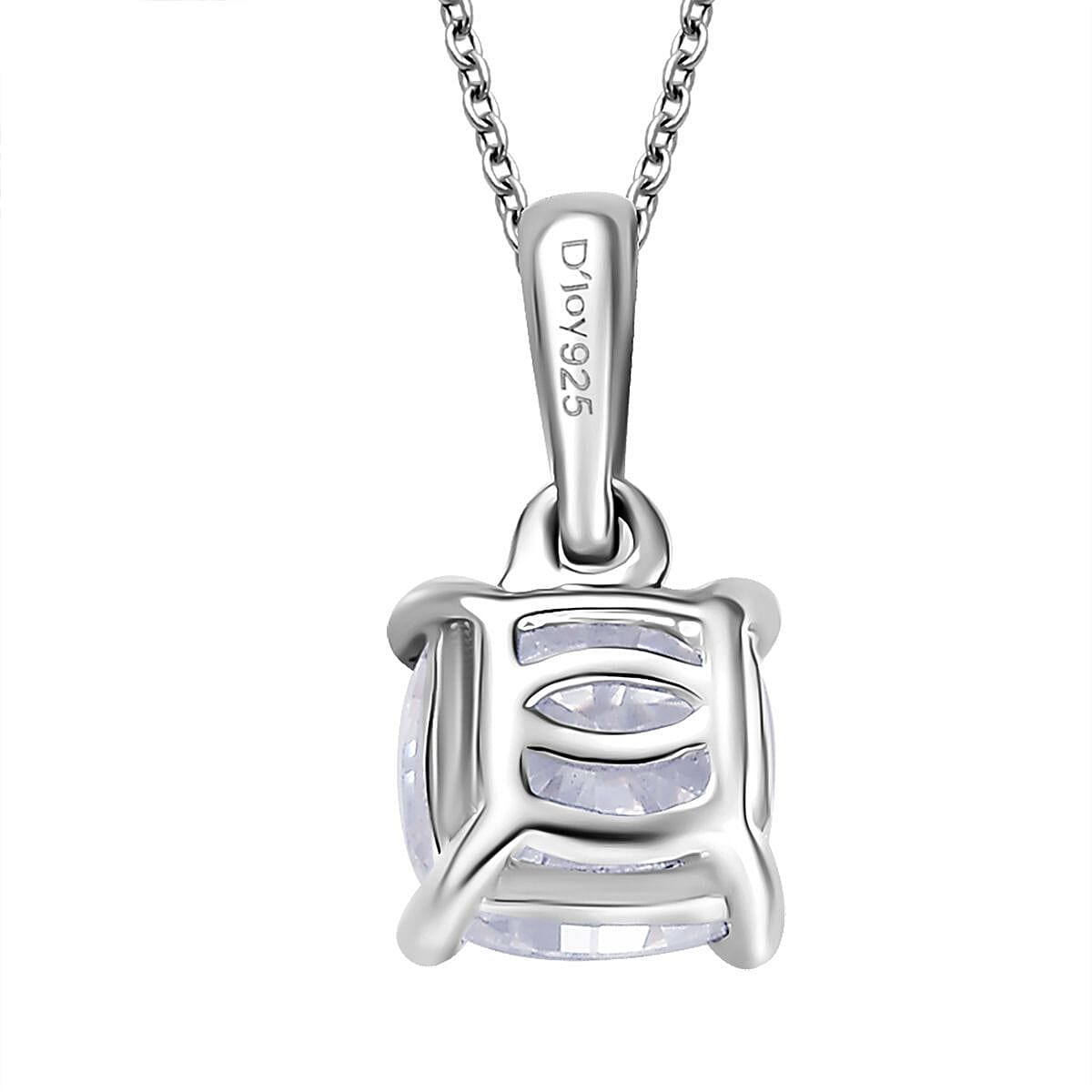 D'Joy Moissanite 1.00 ctw Solitaire Pendant Necklace in Platinum Over Sterling Silver 20 Inches image number 4