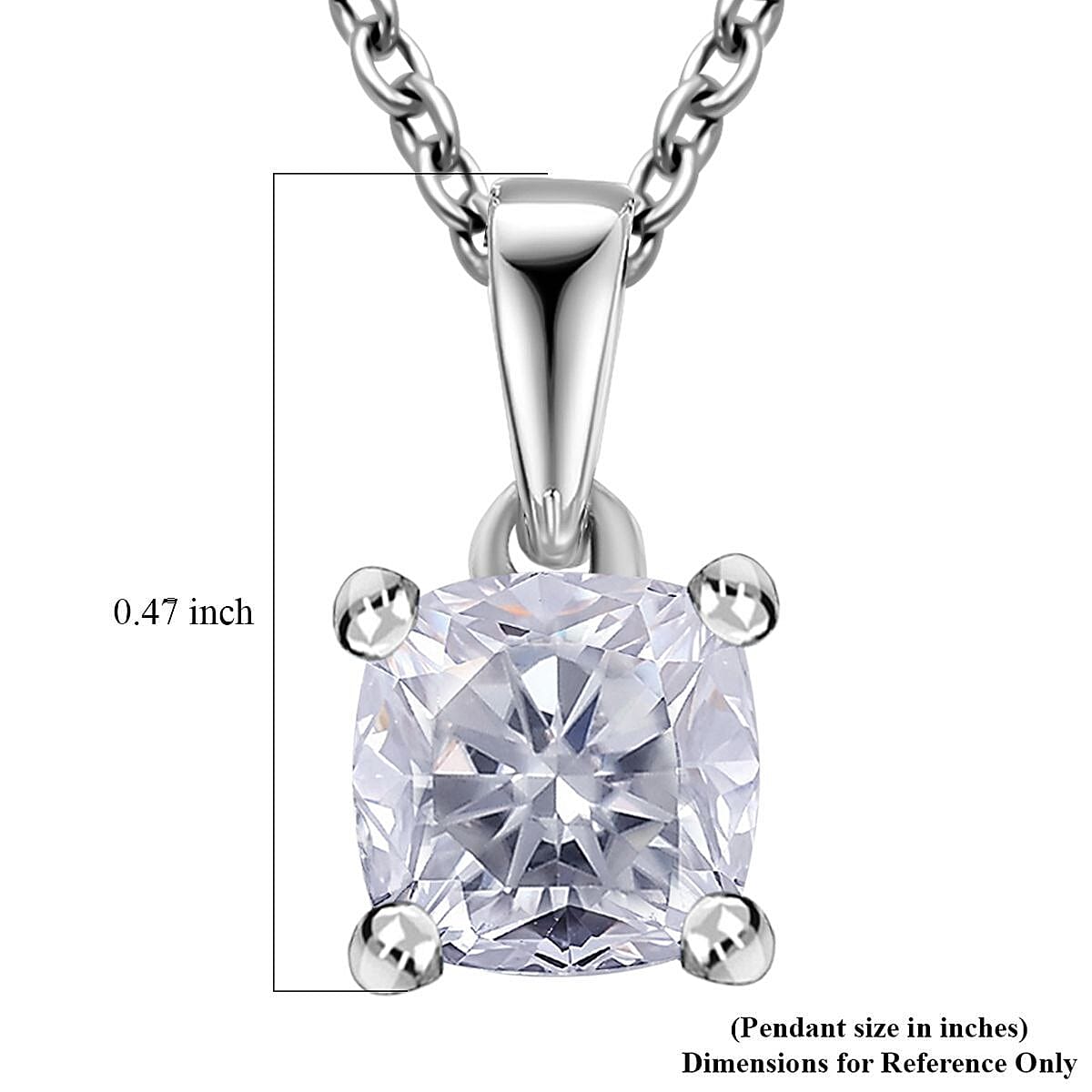 D'Joy Moissanite 1.00 ctw Solitaire Pendant Necklace in Platinum Over Sterling Silver 20 Inches image number 5