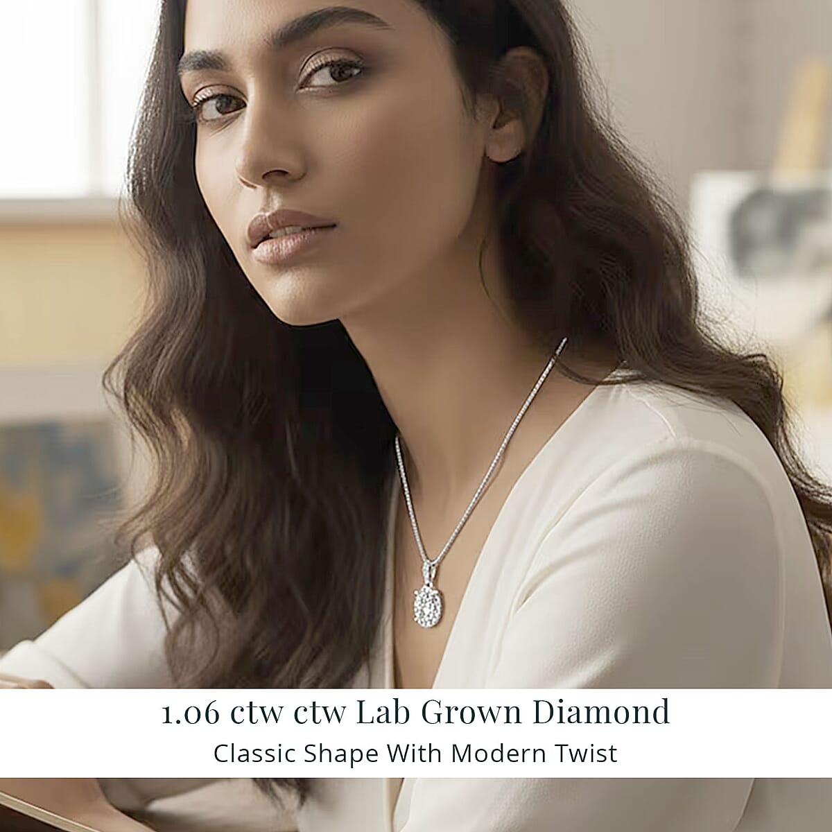 Luxuriant Lab Grown Diamond VS1 1.06 ctw Pendant Necklace in 14K White Gold 18 Inches image number 1