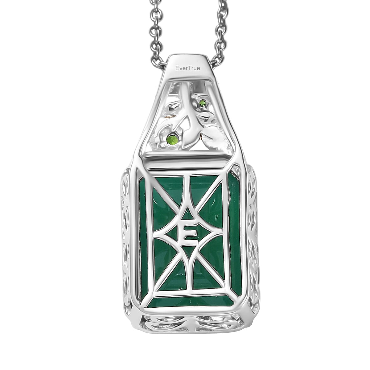 EverTrue Verde Onyx and Chrome Diopside 13.10 ctw Pendant in 18K YG Plated and Platinum Bond with Stainless Steel Necklace 20 Inches image number 4