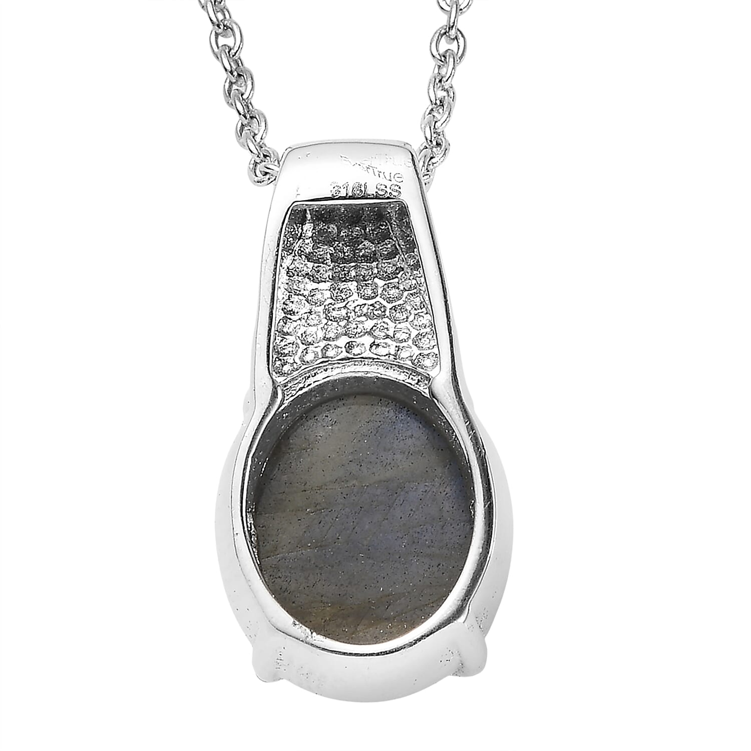 EverTrue Malagasy Labradorite 5.60 ctw Pendant Necklace in Stainless Steel 20 Inches