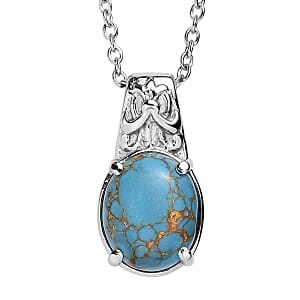 EverTrue Mojave Blue Turquoise 4.20 ctw Pendant Necklace in Stainless Steel 20 Inches 