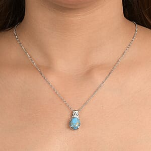 EverTrue Mojave Blue Turquoise 4.20 ctw Pendant Necklace in Stainless Steel 20 Inches 