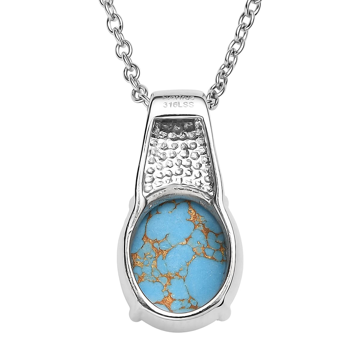 EverTrue Mojave Blue Turquoise 4.20 ctw Pendant Necklace in Stainless Steel 20 Inches  image number 4