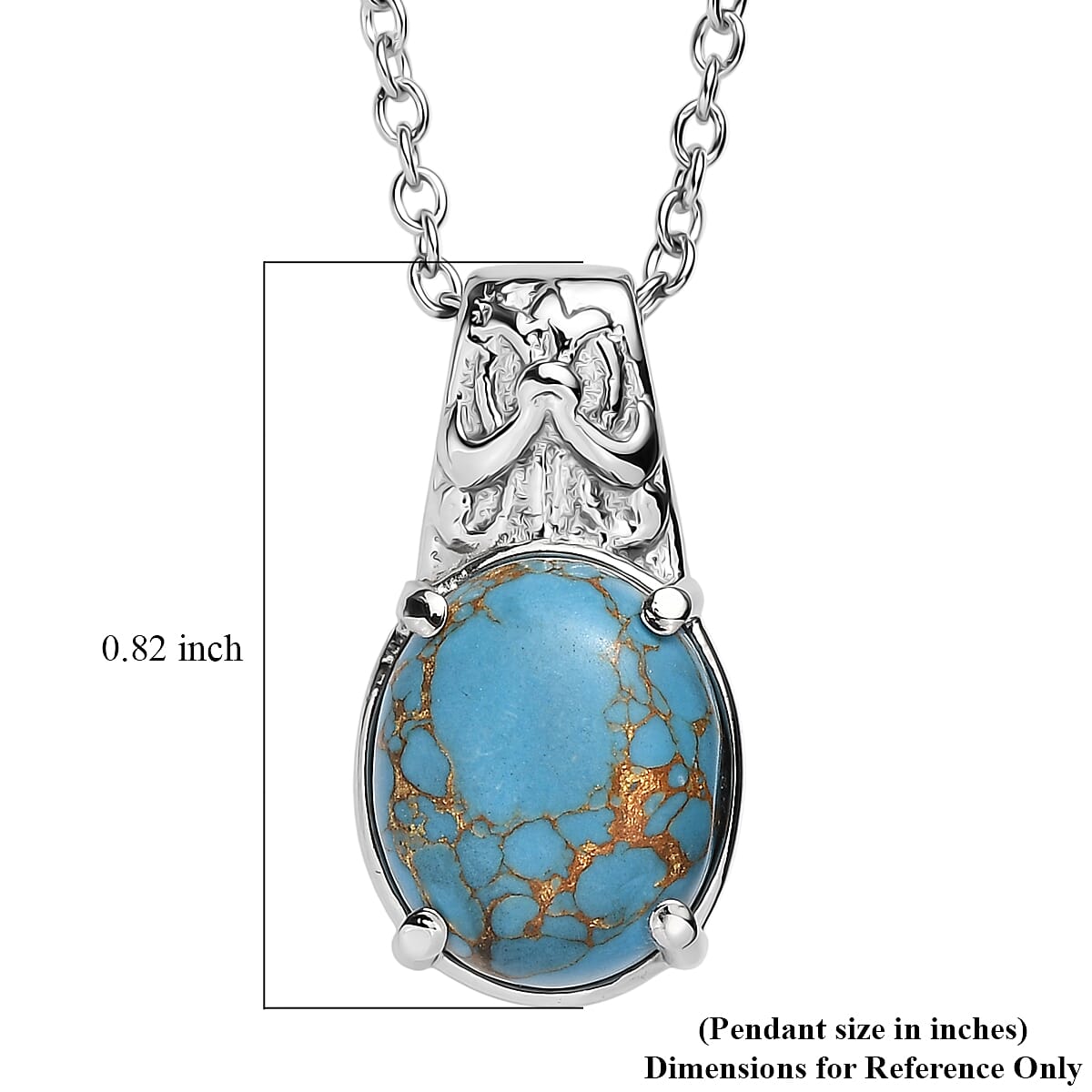 EverTrue Mojave Blue Turquoise 4.20 ctw Pendant Necklace in Stainless Steel 20 Inches  image number 5