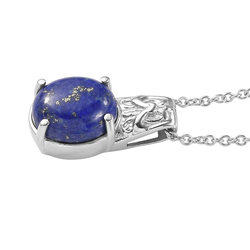 EverTrue Lapis Lazuli 6.10 ctw Pendant Necklace in Stainless Steel 20 Inches