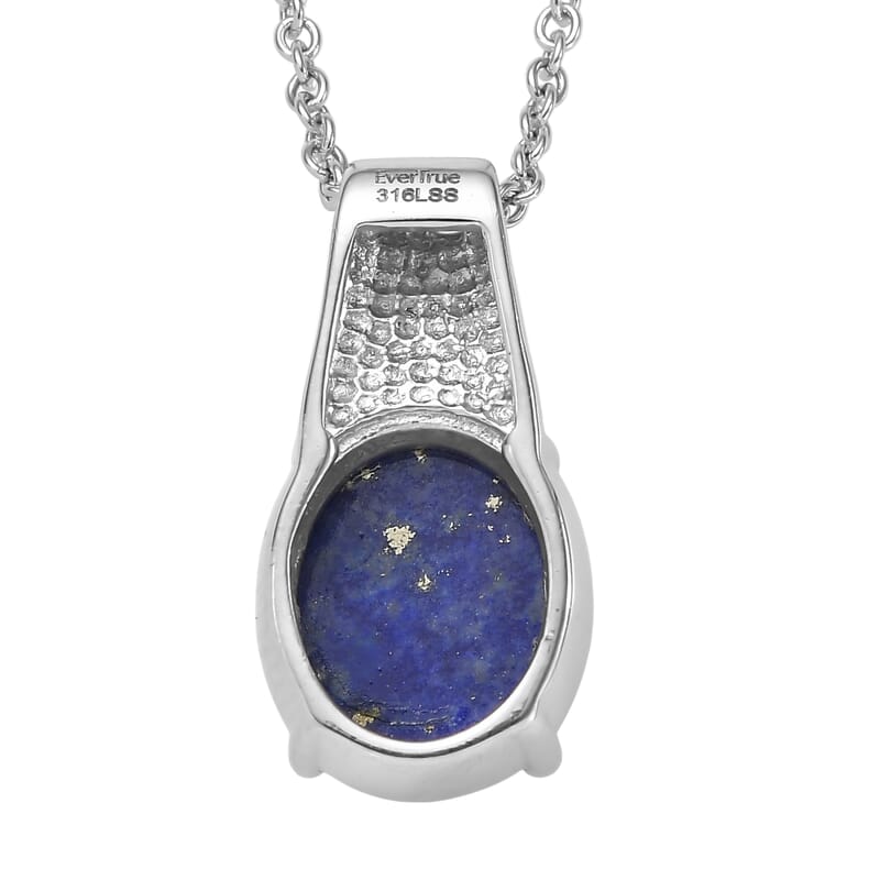EverTrue Lapis Lazuli 6.10 ctw Pendant Necklace in Stainless Steel 20 Inches
