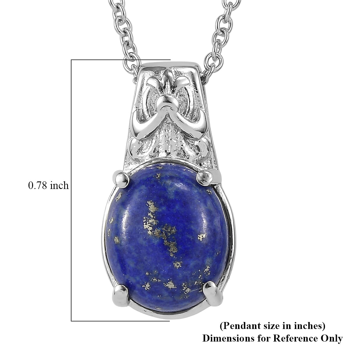 EverTrue Lapis Lazuli 6.10 ctw Pendant Necklace in Stainless Steel 20 Inches