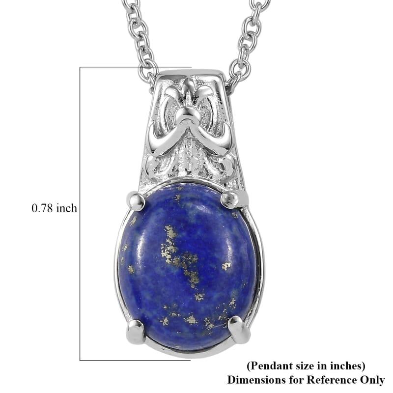 EverTrue Lapis Lazuli 6.10 ctw Pendant Necklace in Stainless Steel 20 Inches