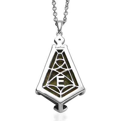 EverTrue Tasmanian Stichtite and Multi Gemstone 11.50 ctw Earthborn Grace Royal Shield Pendant in Platinum Bond with Stainless Steel Necklace 20 Inches