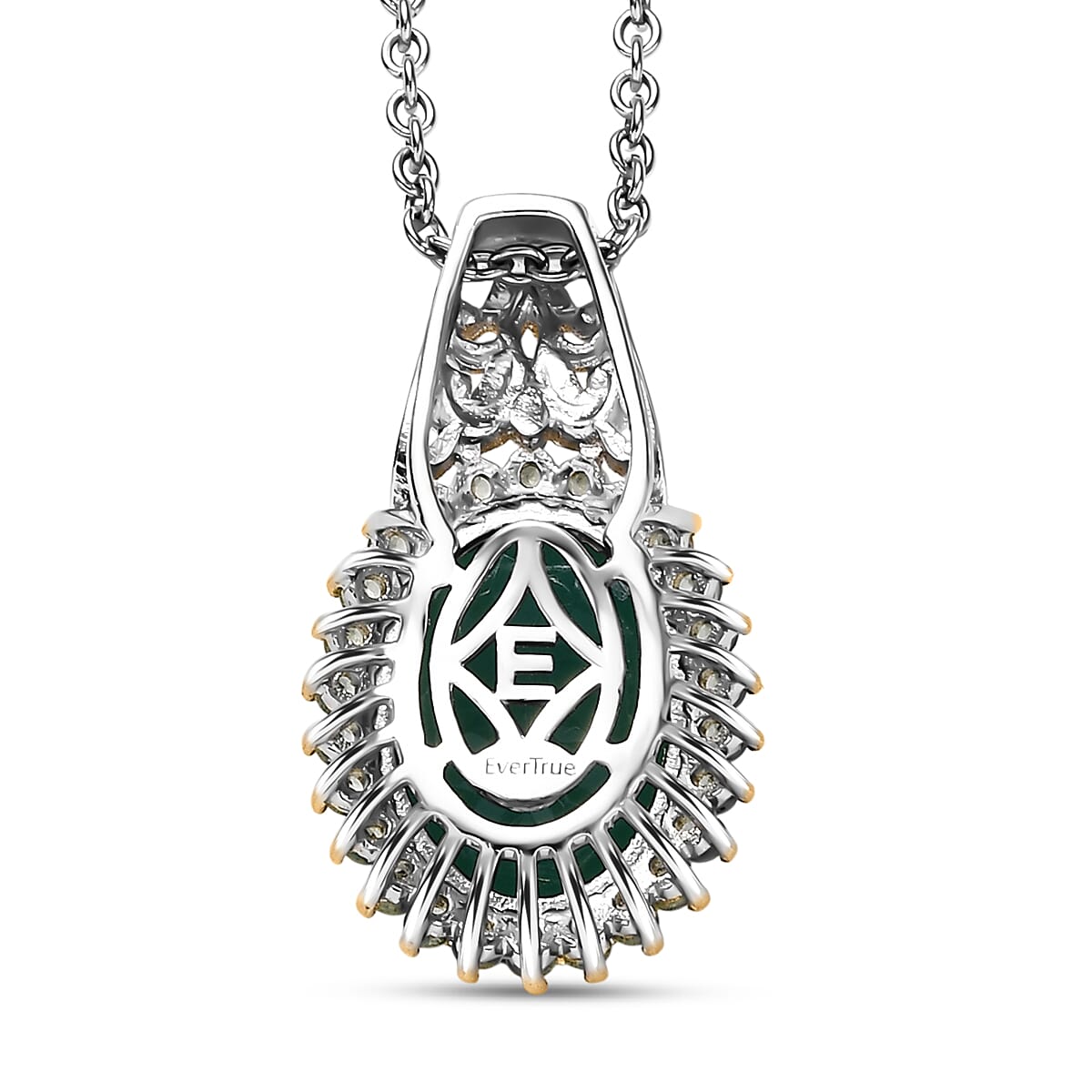 EverTrue Verde Onyx and Hebei Peridot 5.40 ctw Pendant in Platinum Bond with Stainless Steel Necklace 20 Inches image number 4