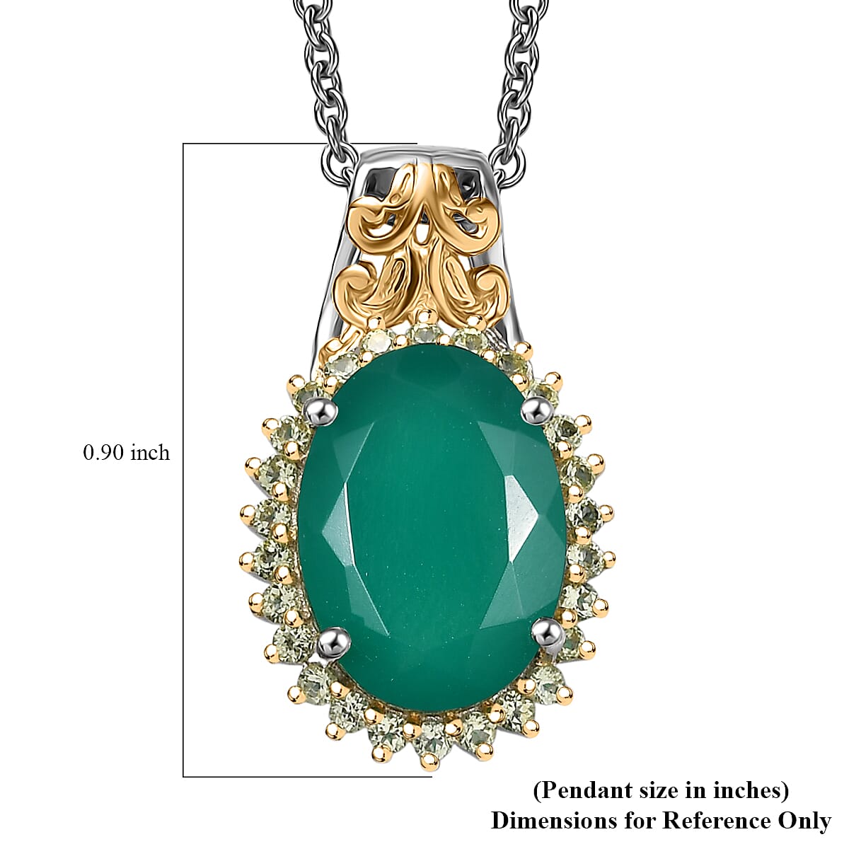 EverTrue Verde Onyx and Hebei Peridot 5.40 ctw Pendant in Platinum Bond with Stainless Steel Necklace 20 Inches image number 6