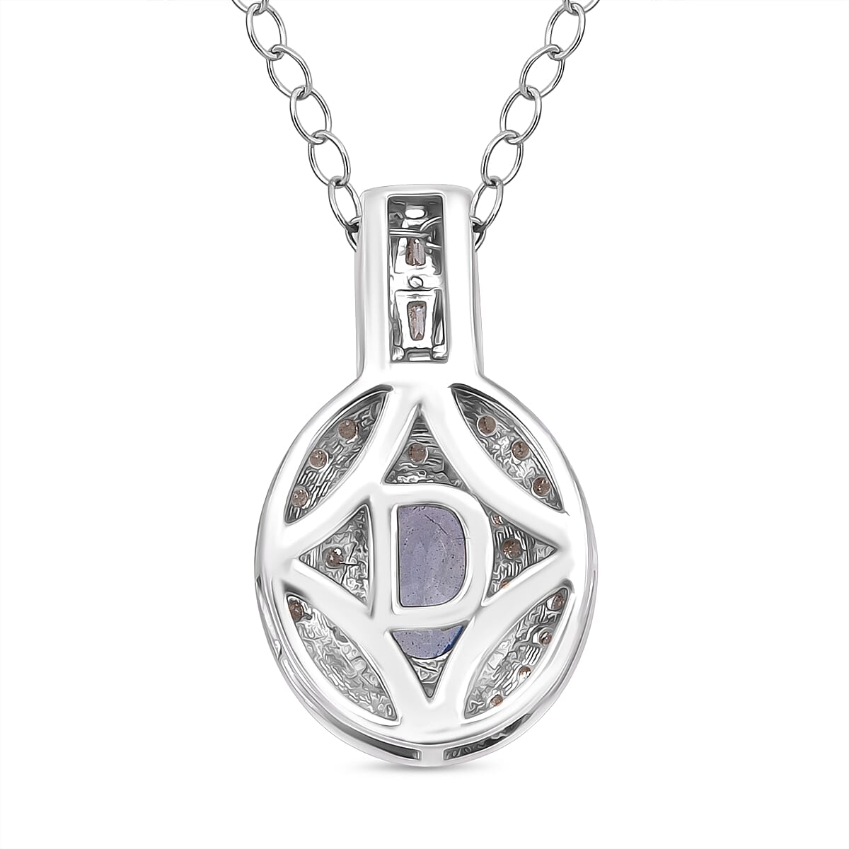 D'Joy Premium Ceylon Blue Sapphire and Moissanite 1.50 ctw Pendant Necklace in Rhodium Over Sterling Silver 20 Inches image number 4