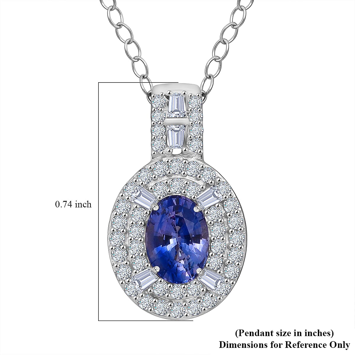 D'Joy Premium Ceylon Blue Sapphire and Moissanite 1.50 ctw Pendant Necklace in Rhodium Over Sterling Silver 20 Inches image number 6