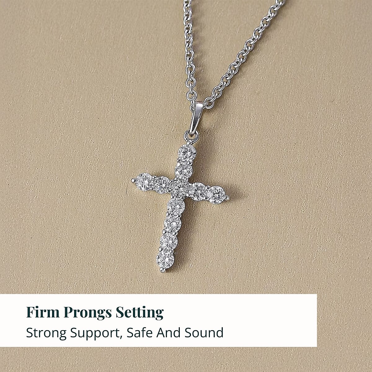 Doorbuster Luxuriant Lab Grown Diamond G-H SI 0.60 ctw Jesus Cross Pendant in 10K White Gold with Stainless Steel Necklace 20 Inches image number 4