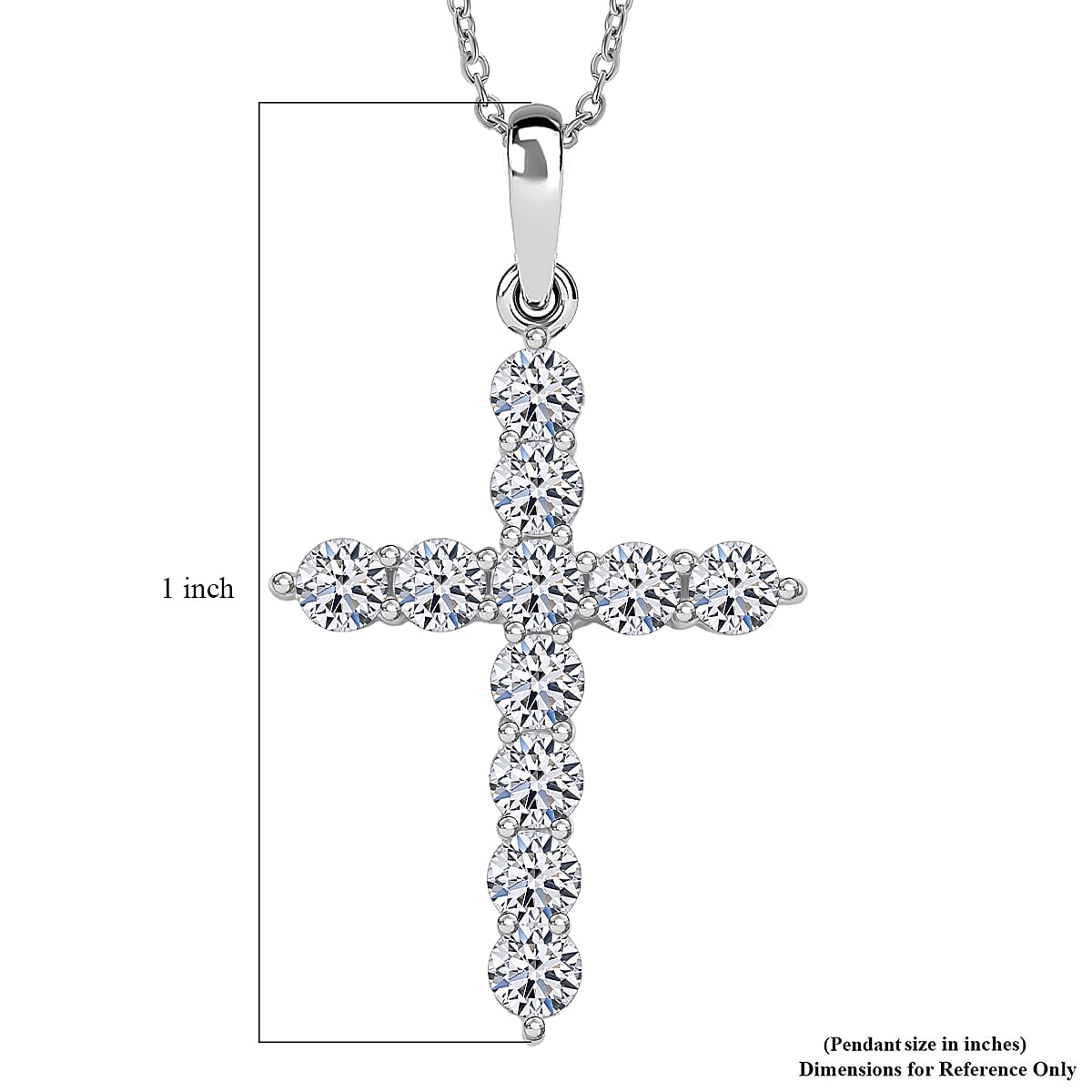 Luxuriant Lab Grown Diamond Jesus Cross Pendant in 10K White Gold with Stainless Steel Necklace 0.60 ctw (20 Inches)