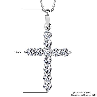 Luxuriant Lab Grown Diamond Jesus Cross Pendant in 10K White Gold with Stainless Steel Necklace 0.60 ctw (20 Inches)