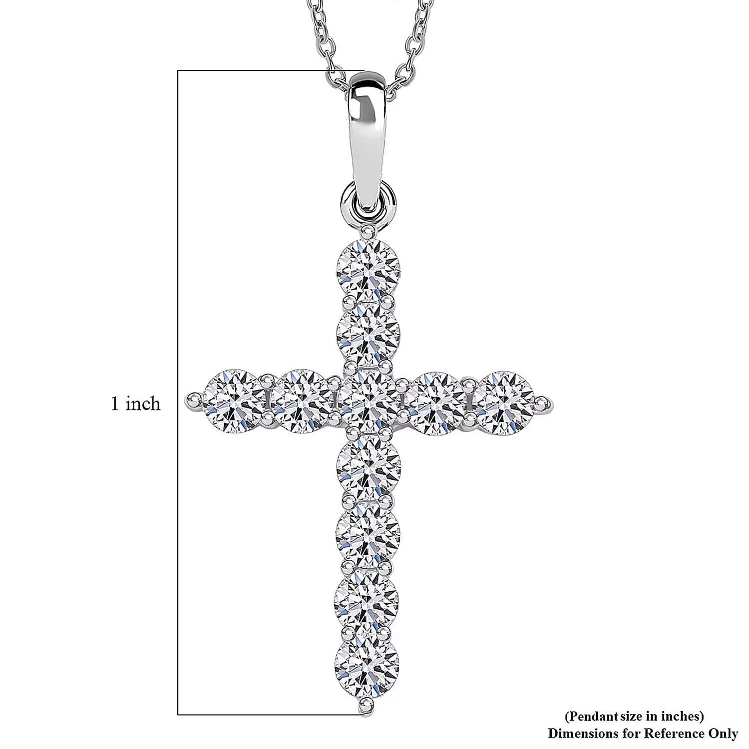 Luxuriant Lab Grown Diamond Jesus Cross Pendant in 10K White Gold with Stainless Steel Necklace 0.60 ctw (20 Inches)