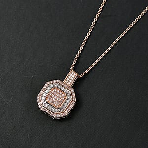 Luxoro Natural Pink and White Diamond I2 0.50 ctw Pendant Necklace in 10K Rose Gold 20 Inches