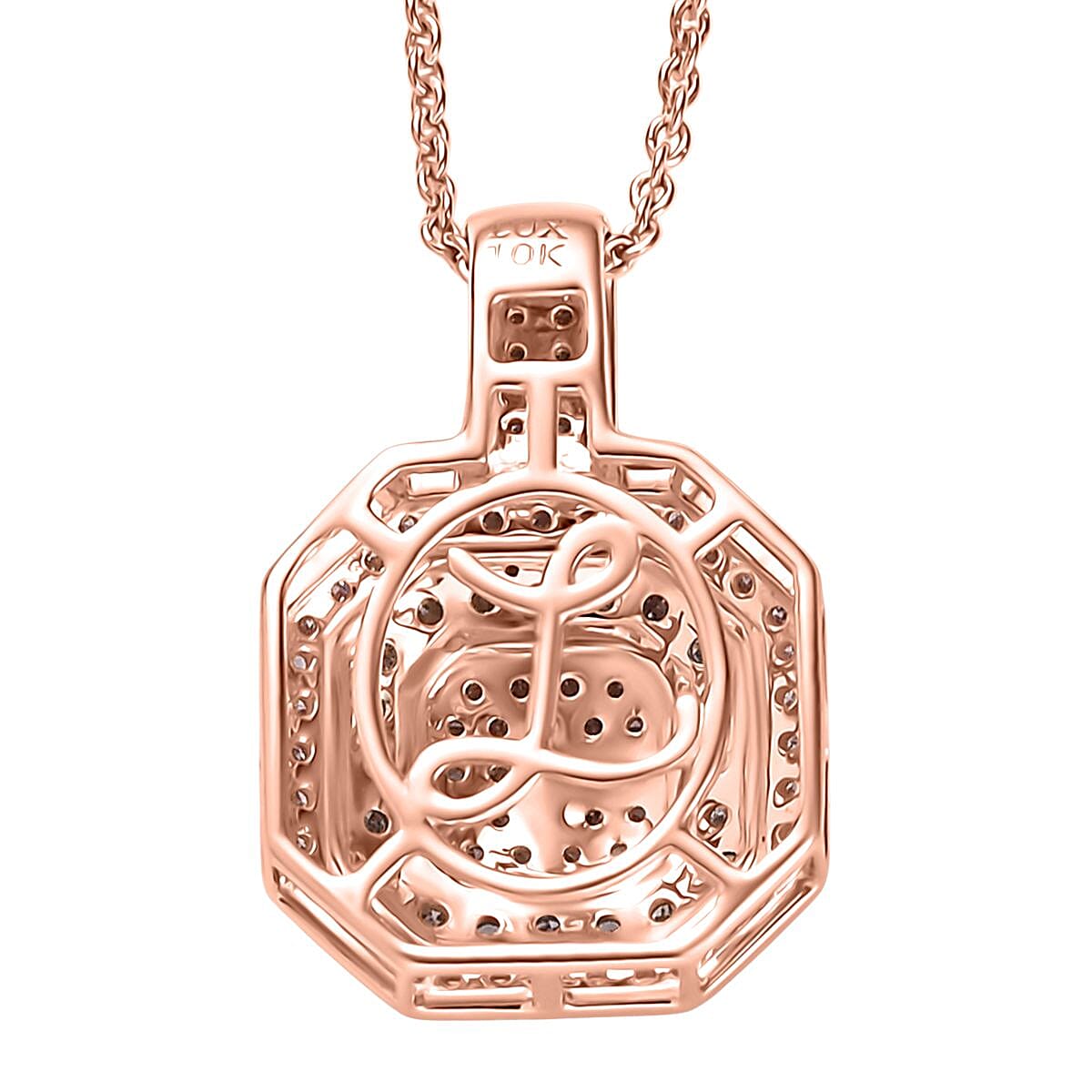 Luxoro Natural Pink and White Diamond I2 0.50 ctw Pendant Necklace in 10K Rose Gold 20 Inches image number 4