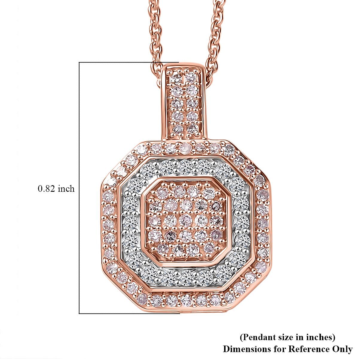 Luxoro Natural Pink and White Diamond I2 0.50 ctw Pendant Necklace in 10K Rose Gold 20 Inches image number 5
