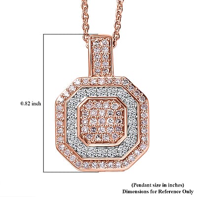 Luxoro Natural Pink and White Diamond I2 0.50 ctw Pendant Necklace in 10K Rose Gold 20 Inches