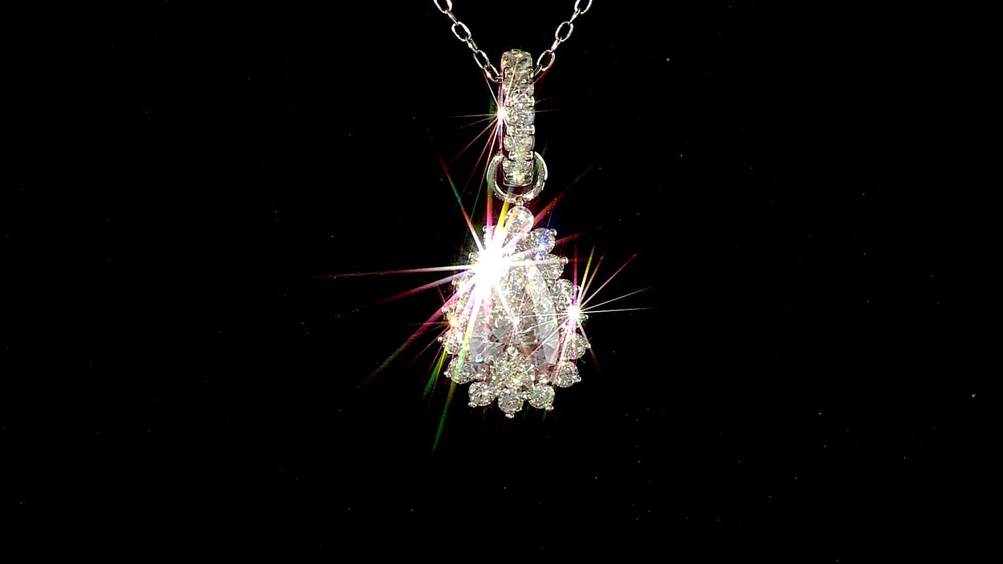 Luxuriant Lab Grown Diamond E-F VS 1.50 ctw Snowdrop Halo Pendant Necklace in Rhodium Over Sterling Silver 20 Inches