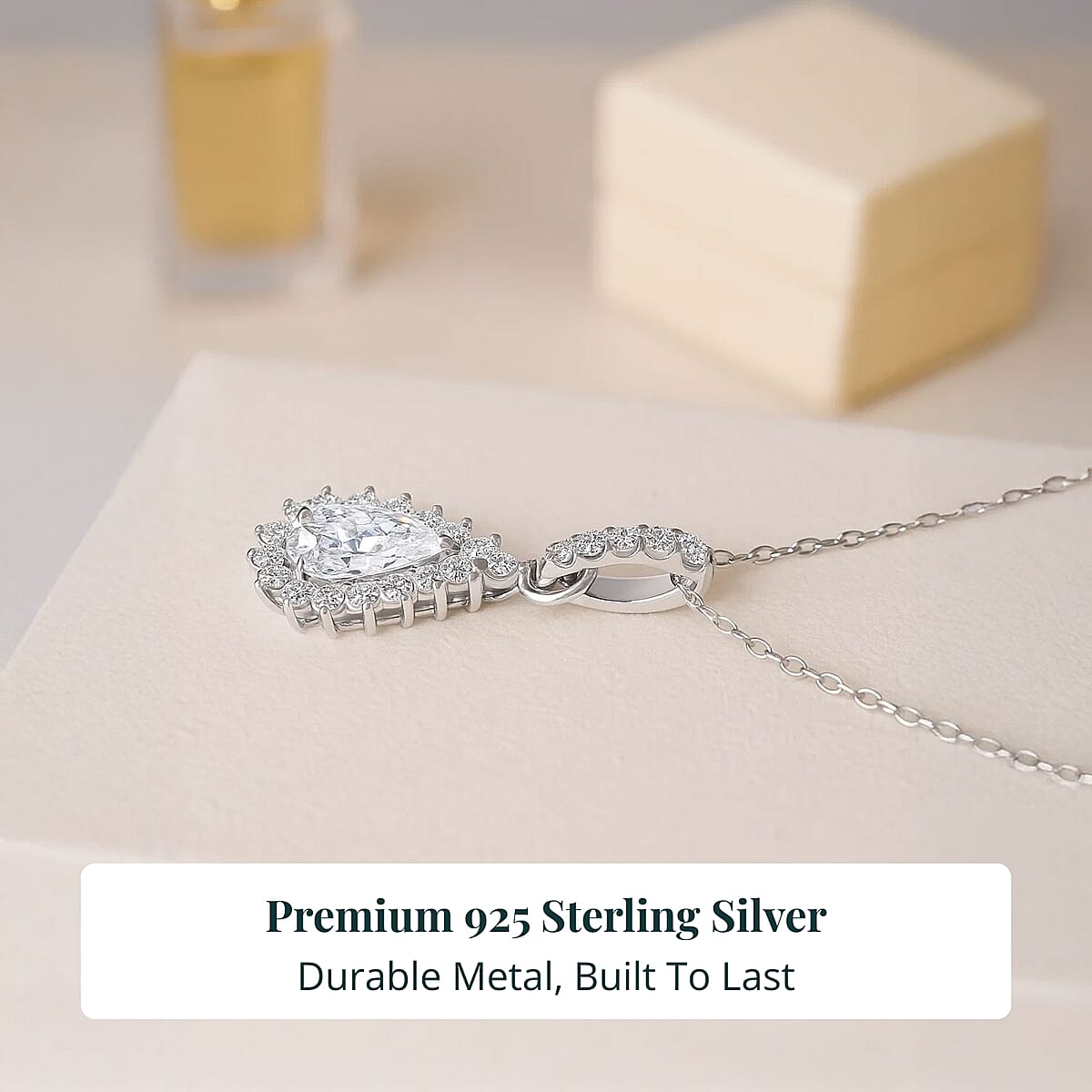 Doorbuster Luxuriant Lab Grown Diamond E-F VS 1.50 ctw Snowdrop Halo Pendant Necklace in Rhodium Over Sterling Silver 20 Inches image number 2