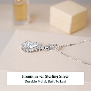 Doorbuster Luxuriant Lab Grown Diamond E-F VS 1.50 ctw Snowdrop Halo Pendant Necklace in Rhodium Over Sterling Silver 20 Inches