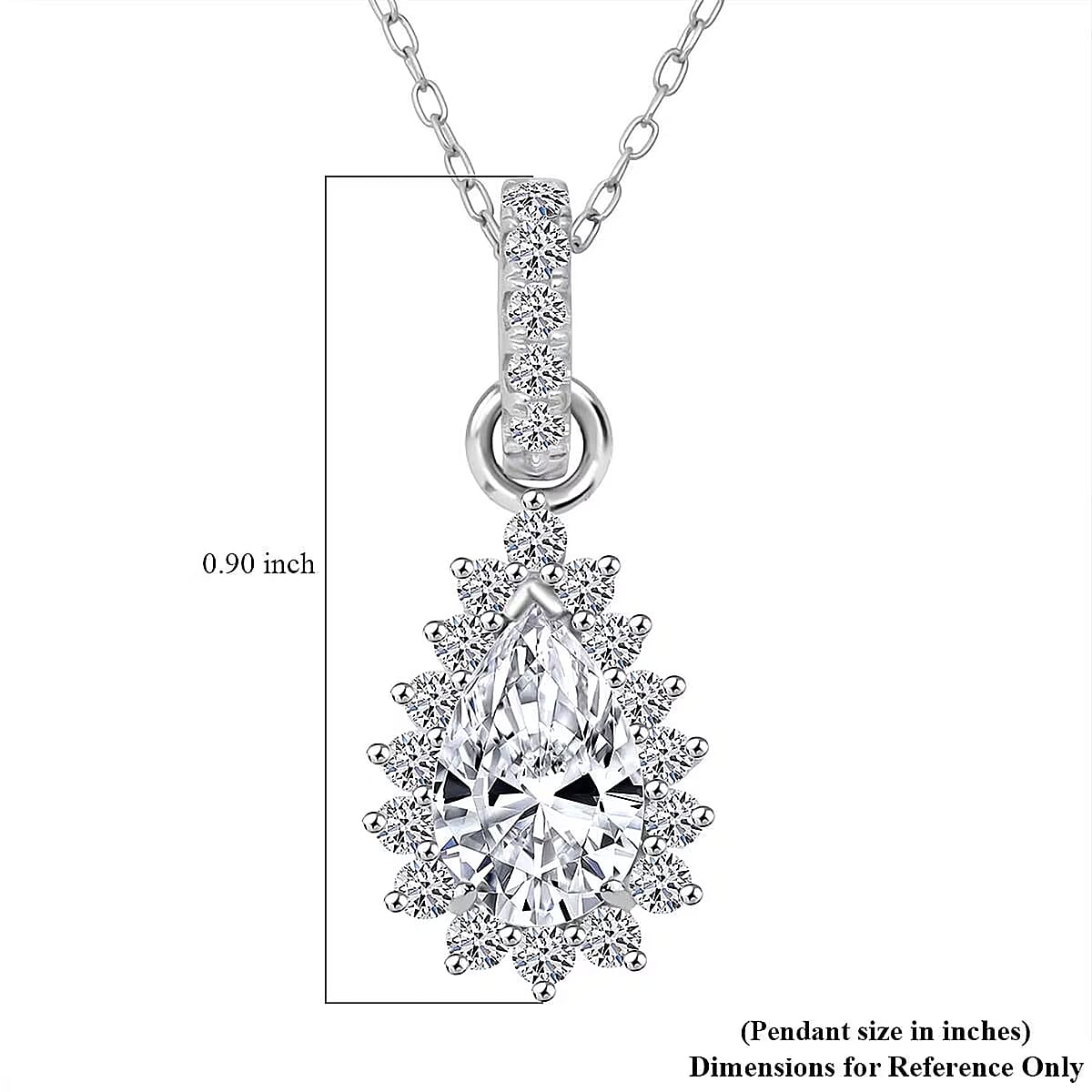 Doorbuster Luxuriant Lab Grown Diamond E-F VS 1.50 ctw Snowdrop Halo Pendant Necklace in Rhodium Over Sterling Silver 20 Inches image number 6