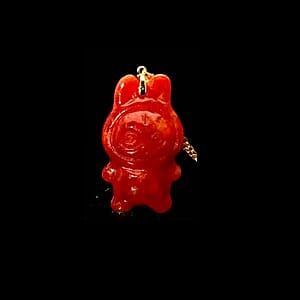 Red Jade Carved Mikubu Pendant Necklace (20 Inches) in 14K YG Over Sterling Silver 45.00 ctw