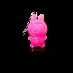 Pink Jade (D) 45.00 ctw Carved Mikubu Pendant Necklace in 14K Rose Gold Over Sterling Silver 20 Inches