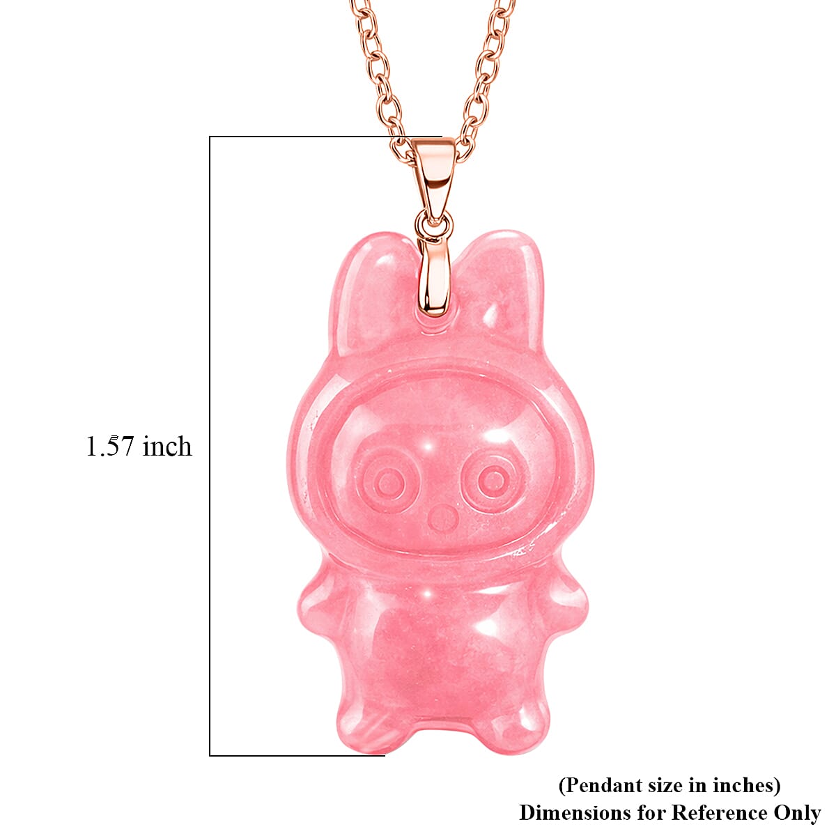 Pink Jade (D) 45.00 ctw Carved Mikubu Pendant Necklace in 14K Rose Gold Over Sterling Silver 20 Inches image number 4