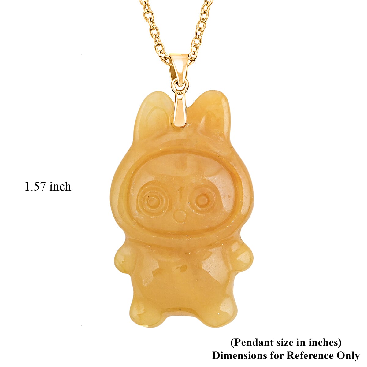 Yellow Jade (D) 45.00 ctw Carved Mikubu Pendant Necklace in 14K Yellow Gold Over Sterling Silver 20 Inches image number 4