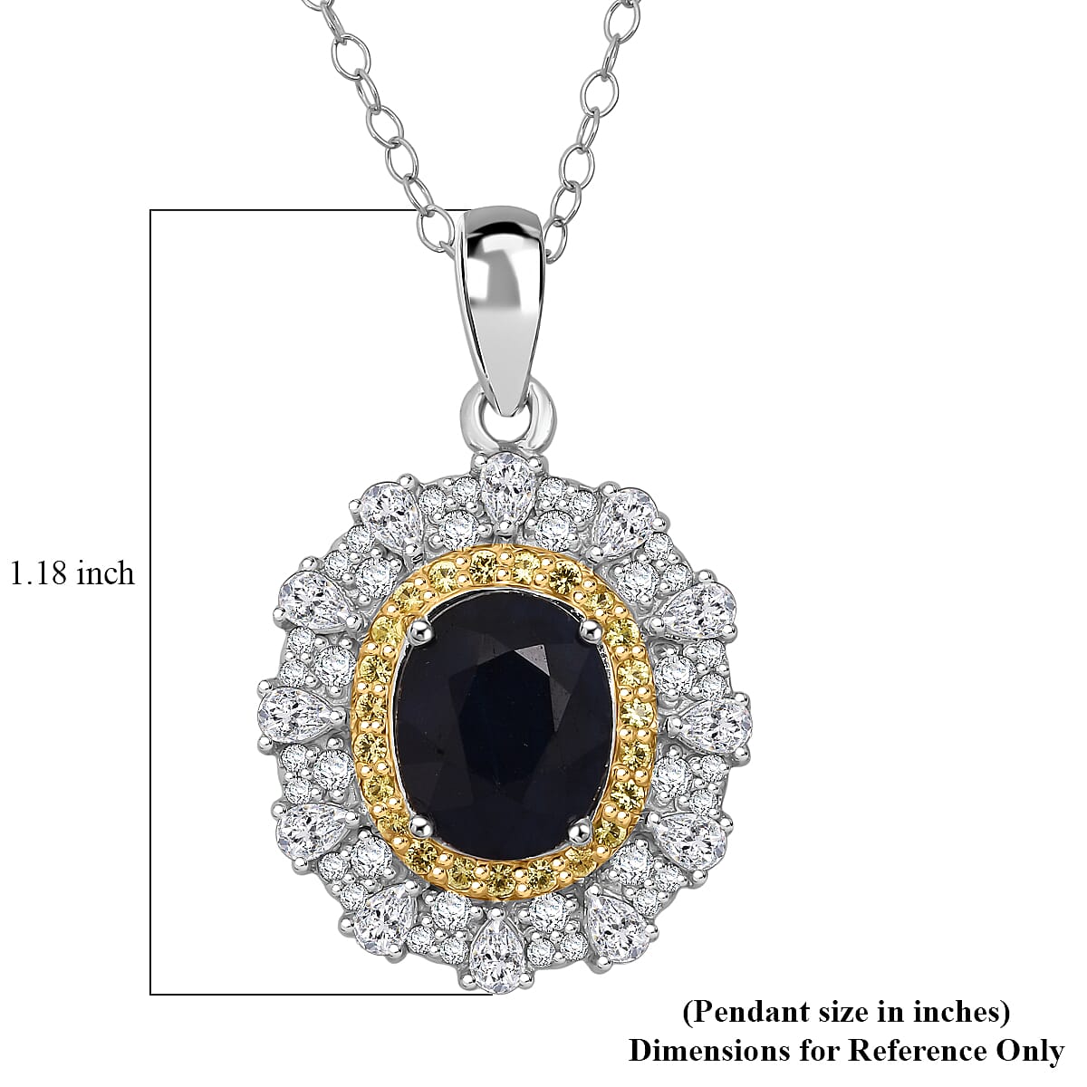 D'Joy Kanchanaburi Blue Sapphire (DF) and Multi Gemstone 4.25 ctw Regal Grace Pendant Necklace 20 Inches in Rhodium Over Sterling Silver image number 6