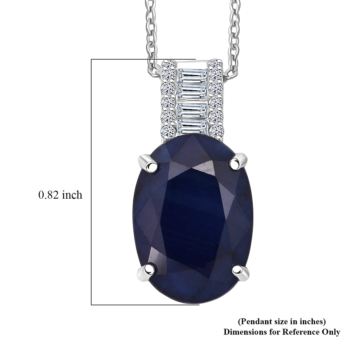 AAA Kanchanaburi Blue Sapphire (DF) and G-H SI Luxuriant Lab Grown Diamond 7.25 ctw Midnight Majesty Pendant Necklace 18 Inches in 10K White Gold  image number 6