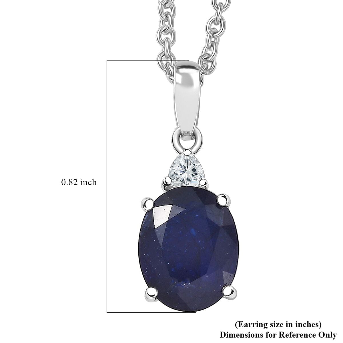 Doorbuster D'Joy Masoala Sapphire (D) and Moissanite 4.15 ctw Trinity of Elegance Pendant Necklace in Rhodium Over Sterling Silver 20 Inches image number 6